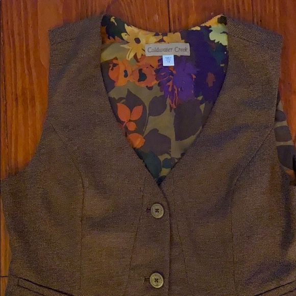 SALE Tweed vest floral lining 14 Coldwater Creek NWOT - Picture 6 of 15